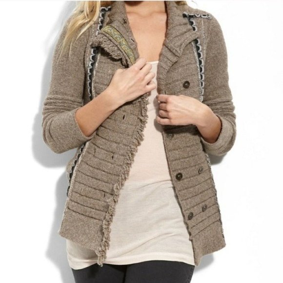 Free People Teddy Bear Sweater Jacket Double Breasted - Picture 1 of 7